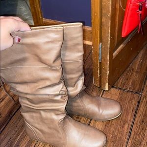 brown long boots